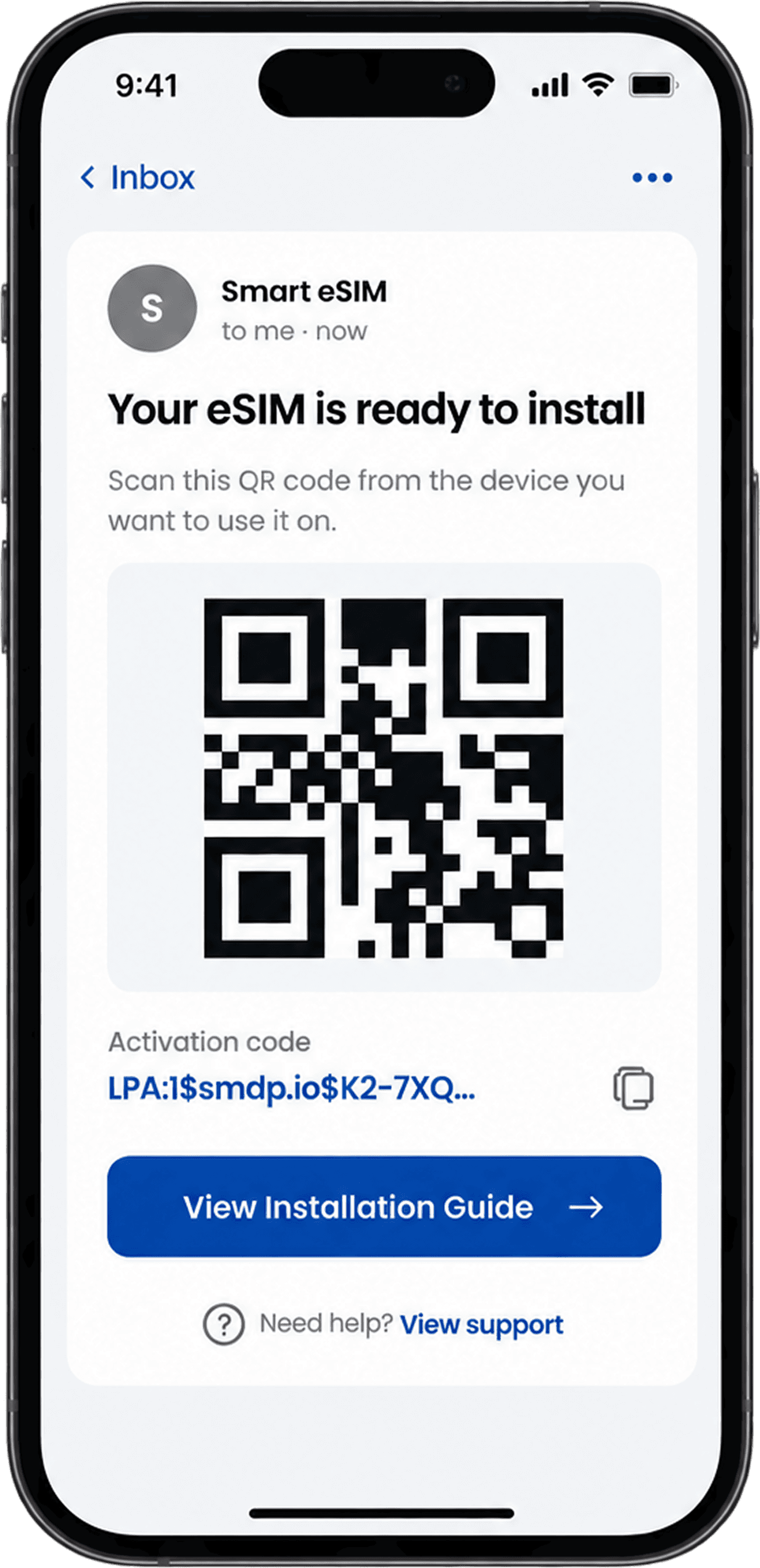 iPhone installation step 1: Open your confirmation email